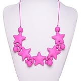 Nursing and Teething Necklace for Baby & Mom - Pink Stars by Pump Strap