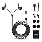 Sairen ビデオマイク デュアルヘッド ラバリエールマイクロフォン 全方向性 感度良好 低ノイズで収録 (スマートフォン用)iPhone