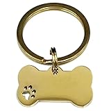 QISI 名入れ無料 ペットタグ 刻印 ステンレス 錆びない 丈夫 軽量 カスタム オーダーメイド 犬用 ペットアクセサリー 小型犬 中型犬 大型犬 ペット用品 (ゴールド)