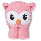 Circo Newborn Girls 5 Item Bundle -Hooded Owl Towel Wrap- Pink, Newborn Girls 3-pack, Scubbie-pink b