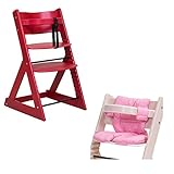 子供用ダイニングチェアー 「マジカルチェアーセット（椅子本体レッド色＋クッションピンク色）」 木製ベビーチェアー グローアップチェア 専用クッション付き オリジナルハイチェアー