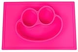 SmilingFace Kids Silicone One-Piece Placemat and Plate - Pink by Butterfly Place