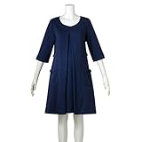 (ニッセン) nissen 【 マタニティ 授乳服 産前 産後 】 変わり編 ポンチ センタータック ワンピース 授乳機能付き 紺 マタニティM
