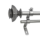 High Quality 5/8 Montevilla Core Square Double Telescoping Drapery Rod Set, 26-48, Dark Nickel