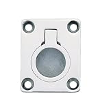 Sugatsune 316 Stainless Steel Ring Pull Handle, Polished Finish, Mounted Plate, Round Grip, 1-1/8' C