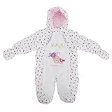 赤ちゃん・ベビー用 ガールズ 小鳥のデザイン あったか フードつきスノースーツ ロンパース オールインワン つなぎ カバーオール 冬 女の子 (3-6ヶ月) (ホワイト)
