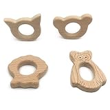Kissteether 8pcs DIY木製の猫タコケアベアとイーグルス赤ちゃんが有機赤ちゃんの歯の赤ちゃんの歯をおしゃぶり玩具手袋のおもちゃ手作りの木製の歯の赤ん坊のギフト (8pcs)