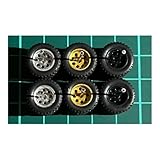 1/64 カスタム ホイール ３台分 SUV用 オフロードタイヤ シルバー＆ゴールド＆ブラック AH0030 約14.0ミリ ミニカー等 [並行輸入品]