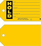 Brady 86747 3" Height x 5 3/4" Width, Cardstock (B-853), Black on Yellow Production Status Tags (100