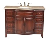 Stufurhome gm-5115 – 48-tr 48-inchヨークタウンSingleダークチェリー仕上げでVanity with Marbleトップinトラバーチンwithホワイトアンダーマウ