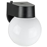 Sunlite ODF1005 7-Inch Photo Control Fluorescent Wall Mount Globe Outdoor Fixture with Lamp Black Fi