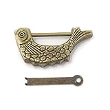 Honbay Miniサイズヴィンテージ中国スタイル魚形状南京錠ロックとキーのジュエリーボックス引き出し