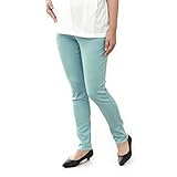 ママ支持率ＮＯ．１！ 産後兼用 マタニティ カラースキニーパンツ 妊パン ミント サイズ：マタニティＬ