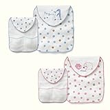 エルフ ベビー (Fairy Baby) ベビー用 綿100％ 4層ガーゼ 可愛い 赤ちゃん 汗取りパッド 2色セット(21*24.5cm,小玉)