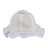 C-Princess 可愛い ビーチハット バッケトハット つば広 キャップ サンバイザー　赤ちゃん ベビー 幼児用 帽子 リボン付き ストライプ柄 リゾート風 ベージュ