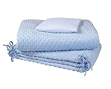 Clair de Lune Dimple Cot/ Cot Bed Quilt/ Bumper and Sheet Set (3 Pieces, Blue) by Clair de Lune