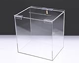 ボックス募金箱/応募箱/アンケートボックス/Tタイプクリア/中/鍵付/W20cm