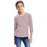 オールドネイビー OLD NAVY/ リラックスストライプスクープネックティ クランベリーカクテル トップス長袖Tシャツ S【並行輸入】