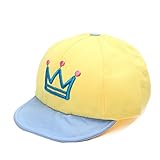 ベビー 帽子 キャップ ハット 夏 クラウン柄 幼児 子供 男の子 女の子 調整可能 日よけ uvカット お出かけ (イエロー)