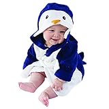 Baby Aspen, Wash & Waddle Penguin Hooded Spa Robe, Blue/White, 0-9 Months by Baby Aspen