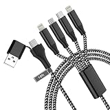 4in1 充電ケーブル 3M マルチ充電ケーブル ナイロン編組コード 6A 急速充電 USB Type C ケーブル Micro USB ケーブル Lightning充電ケーブル 同時給電可 iPhone Android スマホ用 多機種対応 充電のみ