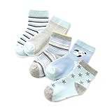 LAVIE　5足セット 可愛い　ソックス　靴下　男の子 女の子　子供　綿　秋冬　ブルー　S（1-3歳）