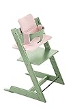 STOKKE ストッケ トリップトラップ チェアセット チェア:モスグリーン ベビーセット:モスグリーン クッション:ピンクツイード 【3個口】