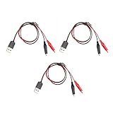 3個 ワニ口クリップテストリードto USBオスアダプタケーブル56 cm