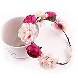 Kicode フラワーガーランド花輪 ファッション布ローズ ヘッドバンドヘアバンド パーティー結婚式花 クラウンヘッドウェア 女性の女の子の赤ちゃん ヘアアクセサリー
