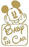 ベイビー イン カー ステッカーbaby in car ミッキー /車用/シール/ Vinyl//ステッカー/mk02 (ゴールド)