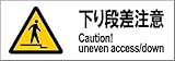 標識スクエア 「下り段差注意」 ヨコ 【ステッカー】 400×138mm CFK2022 2枚組