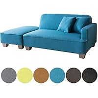アイリスプラザ ソファ 2人掛け カウチソファ オットマン クッション付き 組み合わせ自由 ブルー