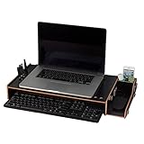 机上台　モニター台　モニタースタンド　モニターラック　ディスプレーを高まるラック　デスクトップシェルフ　2段式収納　キーボード収納　パソコン　ノートパソコン　組立簡単　工具不要 　猫背を防ぐ　幅56cm×奥行28cm×高さ7.5cm　 (ブ