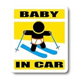 わーるどくらふと BABY IN CAR スキーバージョンA ステッカー （きいろ）