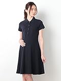 犬印本舗 Fairy フェアリー マタニティ ワンピース 授乳しやすい 切替 ポロ ワンピ 妊婦服 産前 産後 半袖 M ～ L ネイビー 21884 21884102