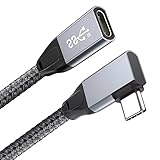 Awnuwuy 90度USB C延長ケーブル ショート (1.5フィート) 直角USB C 3.1 Gen2 オス-メスアダプター USB Type C 延長コード USB-Cノートパソコン/モニター/ハブ/ドッキングステーションに対応 Oculus Quest