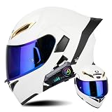 MOTOBOSS バイクヘルメット フルフェイスヘルメット ブルートゥース付き システムヘルメット フリップアップ メンズ レディース 四季対応 オートバイジェット ダブルシールド大きいサイズ 洗える裏地 日焼け止め UVプロテクション Bluetooth 耐衝撃 DOT認定 防風雨 通勤 通学 (M,B02)