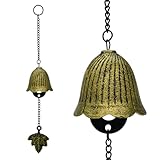 MrMrKura 風鈴 鋳鉄製 南部鉄器 金属 白 ピンク 南部風鈴 ウィンドチャイム 鉄器 おしゃれ 伝統工芸 人気 可愛い 手作り 玄関 花型 澄んだ音 夏の風物語 プレゼント ホーム飾り (ブロンズ)