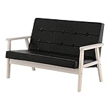 SATO セレノソファ 2人掛けクロス PVCブラック 肘ホワイト