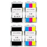 【埼玉WH】BC-310XL BC-311XL / BC-345XL BC-346XL 共通 詰め替えインク 互換インクカートリッジ 残量表示非対応 大容量 BC-310XLBK/345XLBKx2 (ブラック) ＋ BC-311XLC/346XLCx2 (3色カラー) 計4本
