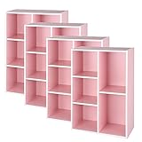 【4個セット】 幅60×高さ89cm 木製 カラーボックス シェルフ 本棚 収納ボックス ラック 収納 ピンク