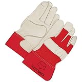 Bob Dale 40-1-1512RXL Premium Grain Leather King size Fitter Glove with Rubberized Cuff, Size 1, Red