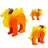 POTOJP 木製パズル 小さな立体パズ 立体の木製組立キット　ラクダ(19種類動物展開)　 Mini 3D Puzzle Kids Educational Funny Toy　積み木　木のおもちゃ 