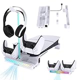 PS5 Slim/PS5 Pro用 横置きスタンド PhyiFlbey PS5本体横置き冷却 風速調整 PS5 用 コントローラー 充電器/ヘッドセット 2台同時充電 RGBライトプレステ5 横置きスタンド 冷却 ps5 冷却ファン 純正 PS5 Slim/PS5 Pro用 通常版/デジタル版両対応