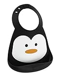 Make My Day Soft Silicone Baby Bib Black/white Penguin by Make My Day