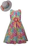 Bonnieジーンズ女児ノースリーブ花柄ドレスwith Matching Hat US サイズ: 6