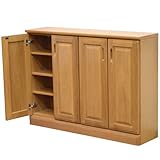 ニレ 天然木 カウンター下収納 キャビネット 幅120cm ライトブラウン IS-64LB