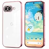 Google pixel 9a 用 ケース クリア 透明 ピクセル9a スマホケース カバー 耐衝撃 柔軟 薄型 ソフト tpu メッキ加工(ローズゴールド)