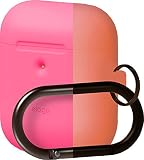 【elago】 AirPods with Wireless Charging Case 対応 ケース カラビナ 付き 耐衝撃 シンプル シリコン カバー 衝撃 吸収 傷防止 落下防止 保護 アクセサリー [ AirPods 2 第2世代 エアーポッズ2 対応 ] HANG CASE ピーチ