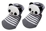 ツイン 靴下 パンダマスコット付 ベビーソックス ピンボーダー グレー